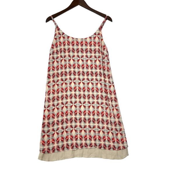 CAbi Mini Slip Dress Size Medium Batik Print V-Neck Summer Tank Shift Red - Picture 2 of 13